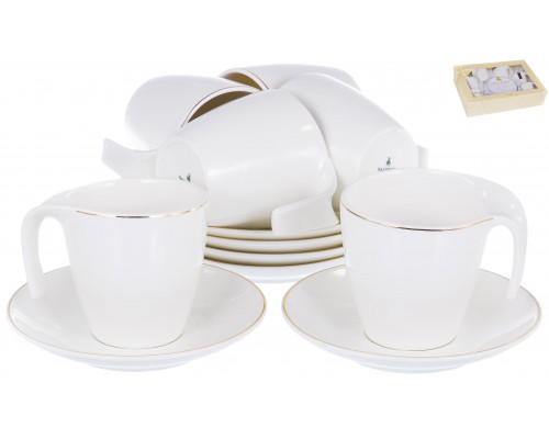 ГРАЦИЯ, набор чайный (12) 6 чашек 180мл + 6 блюдец, NEW BONE CHINA, подарочная упаковка
