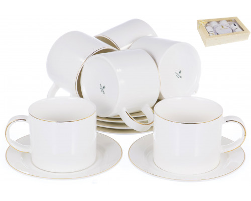 ГРАЦИЯ, набор чайный (12) 6 чашек 280мл + 6 блюдец, NEW BONE CHINA, подарочная упаковка