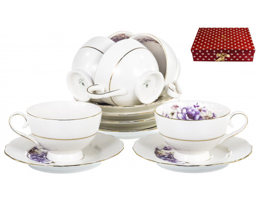 ГРАЦИЯ, набор чайный (12) 6 чашек 200мл + 6 блюдец, NEW BONE CHINA, подарочная упаковка