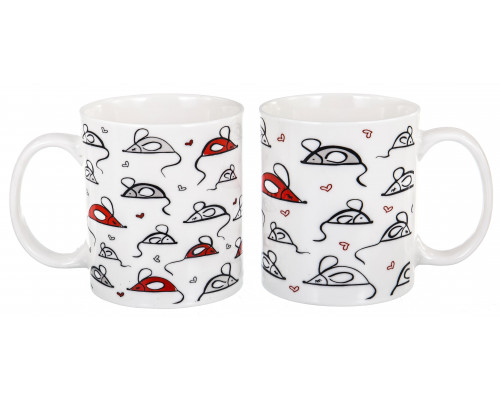 МЫШКИ, кружка 350мл, МИКС 2 ДЕКОРА, NEW BONE CHINA, упаковка - гофрокороб