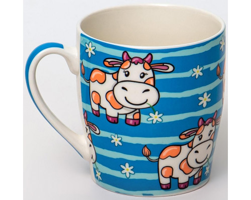 УЛЫБНИСЬ, кружка 270мл, МИКС 3 ДЕКОРА, NEW BONE CHINA, упаковка - гофрокороб