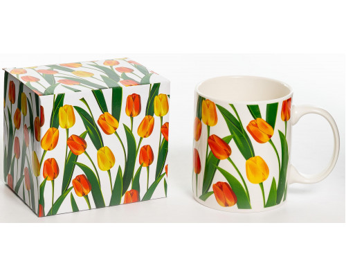 ТЮЛЬПАНЫ, кружка 350мл, NEW BONE CHINA, индивидуальная подарочная упаковка