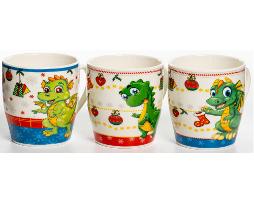 ДРАКОНЧИК, кружка 270мл, МИКС 3 ДЕКОРА, NEW BONE CHINA, упаковка - гофрокороб