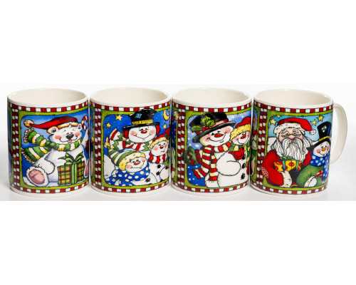 ПОЗДРАВЛЯЮ, кружка 350мл, МИКС 4 ДЕКОРА, NEW BONE CHINA, упаковка - гофрокороб