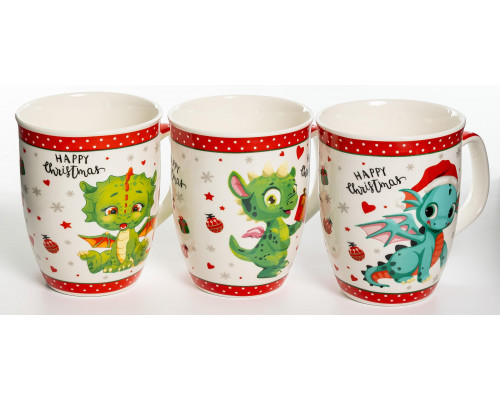 ЖЕЛАЮ СЧАСТЬЯ, кружка 350мл, МИКС 3 ДЕКОРА, NEW BONE CHINA, упаковка - гофрокороб