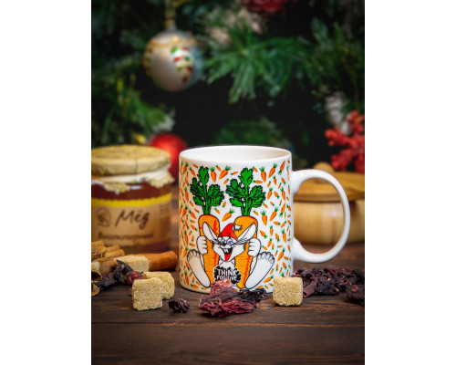 THINK POSITIVE, кружка 350мл, NEW BONE CHINA, упаковка - гофрокороб