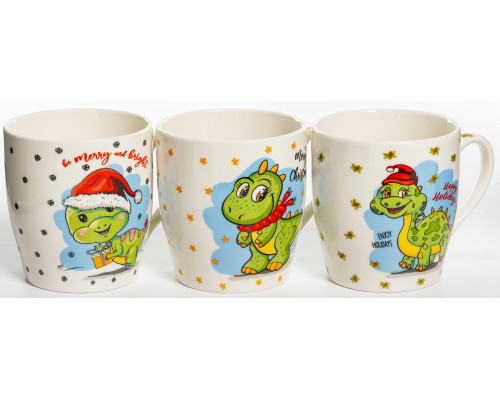 ENJOY HOLIDAYS, кружка 270мл, МИКС 3 ДЕКОРА, NEW BONE CHINA, упаковка - гофрокороб