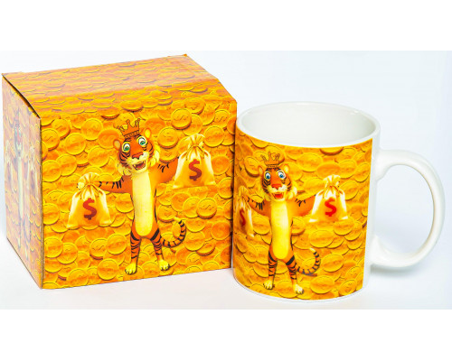 ЗОЛОТОЙ ТИГР, кружка 350мл, NEW BONE CHINA, индивидуальная подарочная упаковка