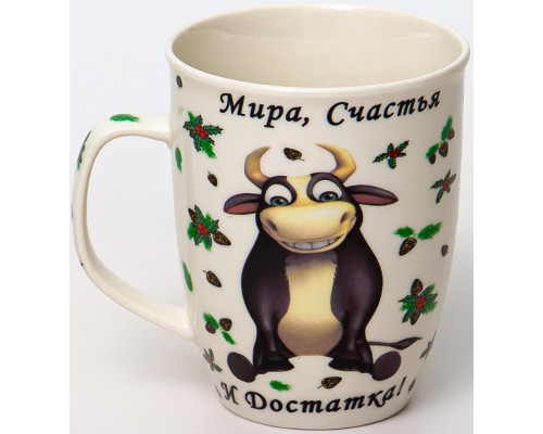 СЧАСТЬЯ И ДОСТАТКА, кружка 350мл, NEW BONE CHINA, упаковка - гофрокороб