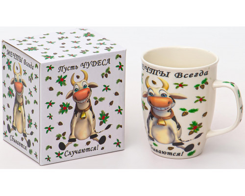 ЧУДЕСА СЛУЧАЮТСЯ, кружка 350мл, NEW BONE CHINA, индивидуальная подарочная упаковка
