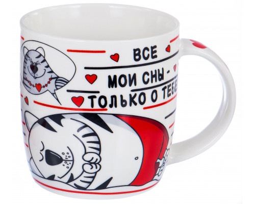 ЭТО ЛЮБОВЬ, кружка 380мл, NEW BONE CHINA, МИКС 2 ДЕКОРА, упаковка - гофрокороб