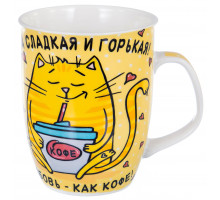 Кружка Olaff 160-08013 "ЛЮБОВЬ И КОФЕ", 0,35 л, с рис.