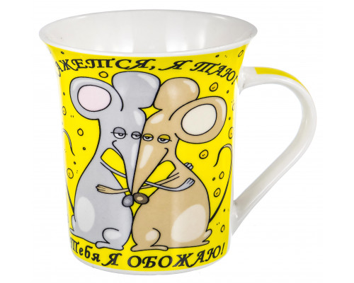 ОБОЖАЮ, кружка 310мл, NEW BONE CHINA, упаковка - гофрокороб