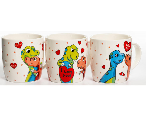 KISS ME, кружка 380мл, МИКС 3 ДЕКОРА, NEW BONE CHINA, упаковка - гофрокороб