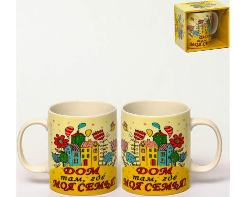МИЛЫЙ ДОМ, кружка 350мл, NEW BONE CHINA, индивидуальная подарочная упаковка
