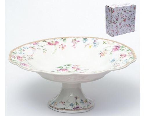 ФРАНСУАЗА, фруктовница на ножке 310мм 700мл, NEW BONE CHINA, цветная упаковка