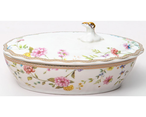 ТЕОДОРА, паштетница 150мм 190мл с/крышкой, NEW BONE CHINA, цветная упаковка