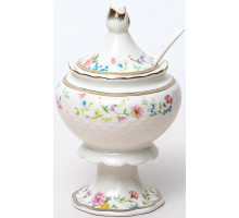 Сахарница на ножке с ложкой BALSFORD 173-42023, фарф., бел., с рис.