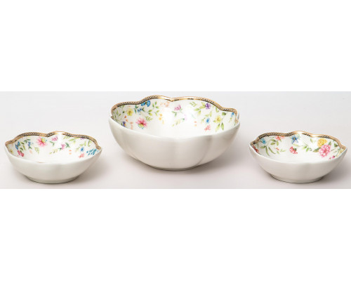 ТЕОДОРА, набор д/варенья (3) салатник 140 мм 320мл + 2 салатника 100 мм 100мл,  NEW BONE CHINA, цветная упаковка