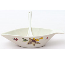 ЛАТОНА ЛЕТНЕЕ УТРО, икорница 180 мм, с ложкой, NEW BONE CHINA, цветная упаковка