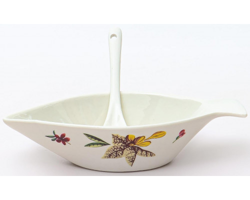 ЛАТОНА ЛЕТНЕЕ УТРО, икорница 180 мм, с ложкой, NEW BONE CHINA, цветная упаковка