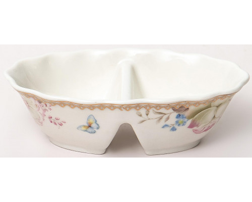 АДЕЛИНА, блюдо для специй 120мм 2 секции,  NEW BONE CHINA, цветная упаковка
