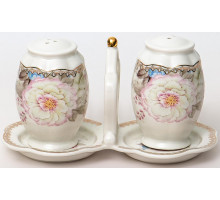 АДЕЛИНА, набор д/специй (3) солонка + перечница 160*80*80мм на подставке, NEW BONE CHINA, цветная упаковка