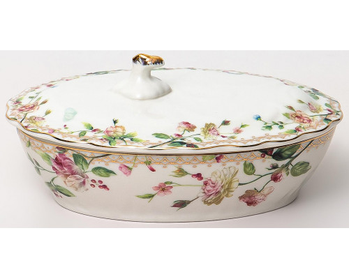 СТЕФАНИЯ, паштетница 150мм 190мл с/крышкой, NEW BONE CHINA, цветная упаковка