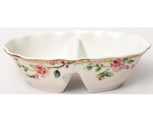 СТЕФАНИЯ, блюдо для специй 120мм 2 секции,  NEW BONE CHINA, цветная упаковка