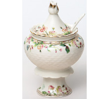СТЕФАНИЯ, сахарница 300мл на ножке с ложкой, NEW BONE CHINA, цветная упаковка