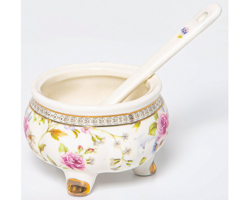 ЭКЛАТ, баночка для джема 60мм 50мл с ложкой, NEW BONE CHINA, цветная упаковка