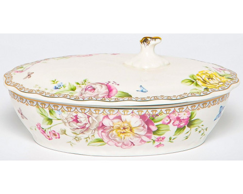 МЭРИДИТ, паштетница 150мм 190мл с/крышкой, NEW BONE CHINA, цветная упаковка