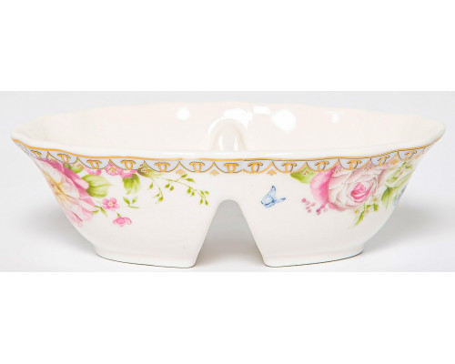 МЭРИДИТ, блюдо для специй 120мм 2 секции,  NEW BONE CHINA, цветная упаковка