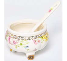 МЭРИДИТ, баночка для джема 60мм 50мл с ложкой, NEW BONE CHINA, цветная упаковка