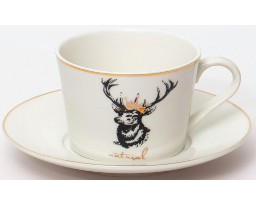 NATURE, набор чайный (2) чашка 220мл + блюдце, NEW BONE CHINA, подарочная упаковка