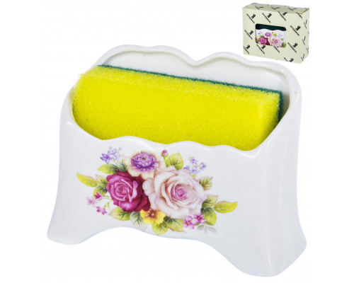 PARTY TIME, подставка 130х50х10мм под губку, NEW BONE CHINA, цветочный декор, цветная упаковка с окошком