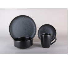 Набор столовый 4/16 c сал. Коралл Elite black HMN231011A  керамика