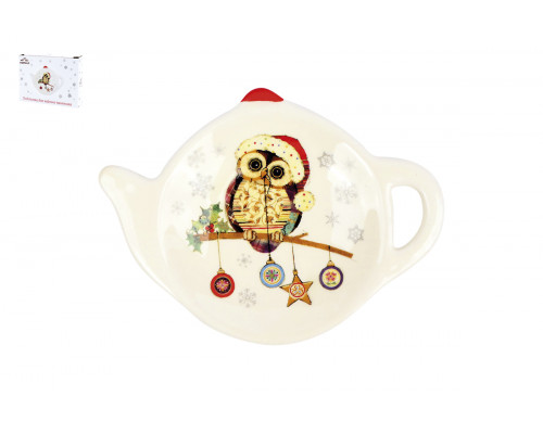 Подставка д/чайного пакетика Коралл Owl Christmas ZFC090-51 п/уп керамика