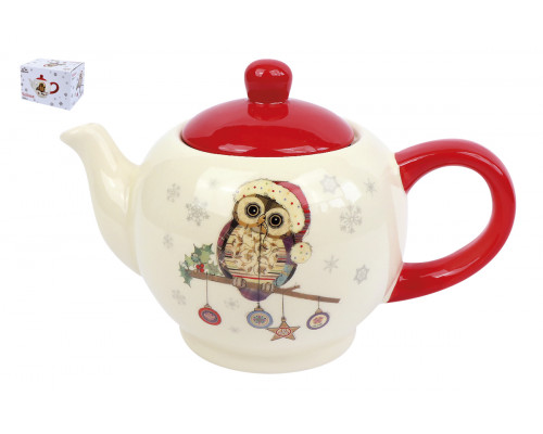 Чайник 1000 мл Коралл Owl Christmas ZFC047*51 п/уп керамика