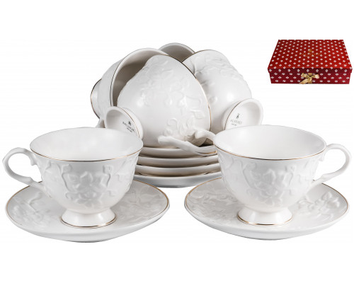 ГРАЦИЯ, набор чайный (12) 6 чашек 220мл + 6 блюдец, NEW BONE CHINA, подарочная упаковка