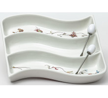 ЛАТОНА ПЕРСИЯ, набор д/оливок (3) блюдо + 2 вилочки, NEW BONE CHINA, цветная упаковка