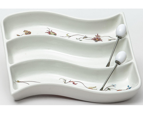 ЛАТОНА ПЕРСИЯ, набор д/оливок (3) блюдо + 2 вилочки, NEW BONE CHINA, цветная упаковка