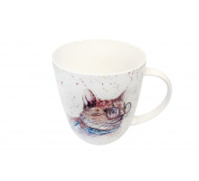 Кружка КОРАЛЛ JS23014 "Cat in glasses", 0,42 л, фарф., с рис.