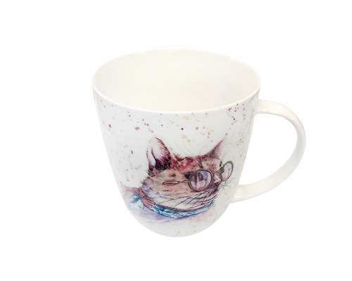 Кружка 420 мл Коралл Cat in glasses JS23014 ф.дерби фарфор