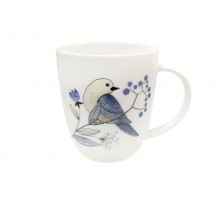 Кружка КОРАЛЛ "Birds on branches" JS23018, 0,42 л, фарф., с рис.