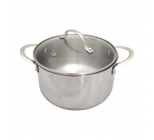 Кастрюля с крышкой 3500-26, 6,6л, 26см, нерж. ст./стекло