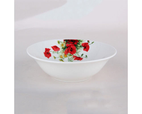 Салатник Коралл "Маки" BX2402-6SB, 0,35 л, 15 см, фарф., бел., с рис.