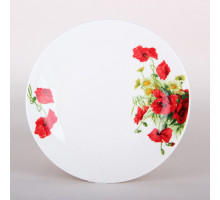 Тарелка десертная КОРАЛЛ "Маки" BX2402-7FP, 18см, фарф., кругл., бел., с рис.
