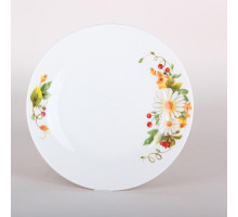 Тарелка десертная КОРАЛЛ "Daisy" BX2403-7FP, 18см, фарф., кругл., бел., с рис.