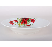 Тарелка глубокая КОРАЛЛ "Маки" BX2402-8SP, 0,45л, 20см, фарф., кругл., бел., с рис.